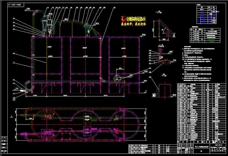 2×50t／h蝸殼式粉煤灰分選系統詳圖